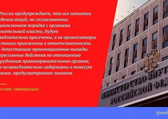 Официальная информация МВД России по поводу несанкционированных мероприятий