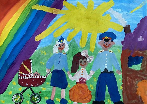 Дети полицейских нарисовали пап и мам на службе. Рисунок 6-летней Александры Карпушевой направлен в Москву для участия в финальном этапе конкурса